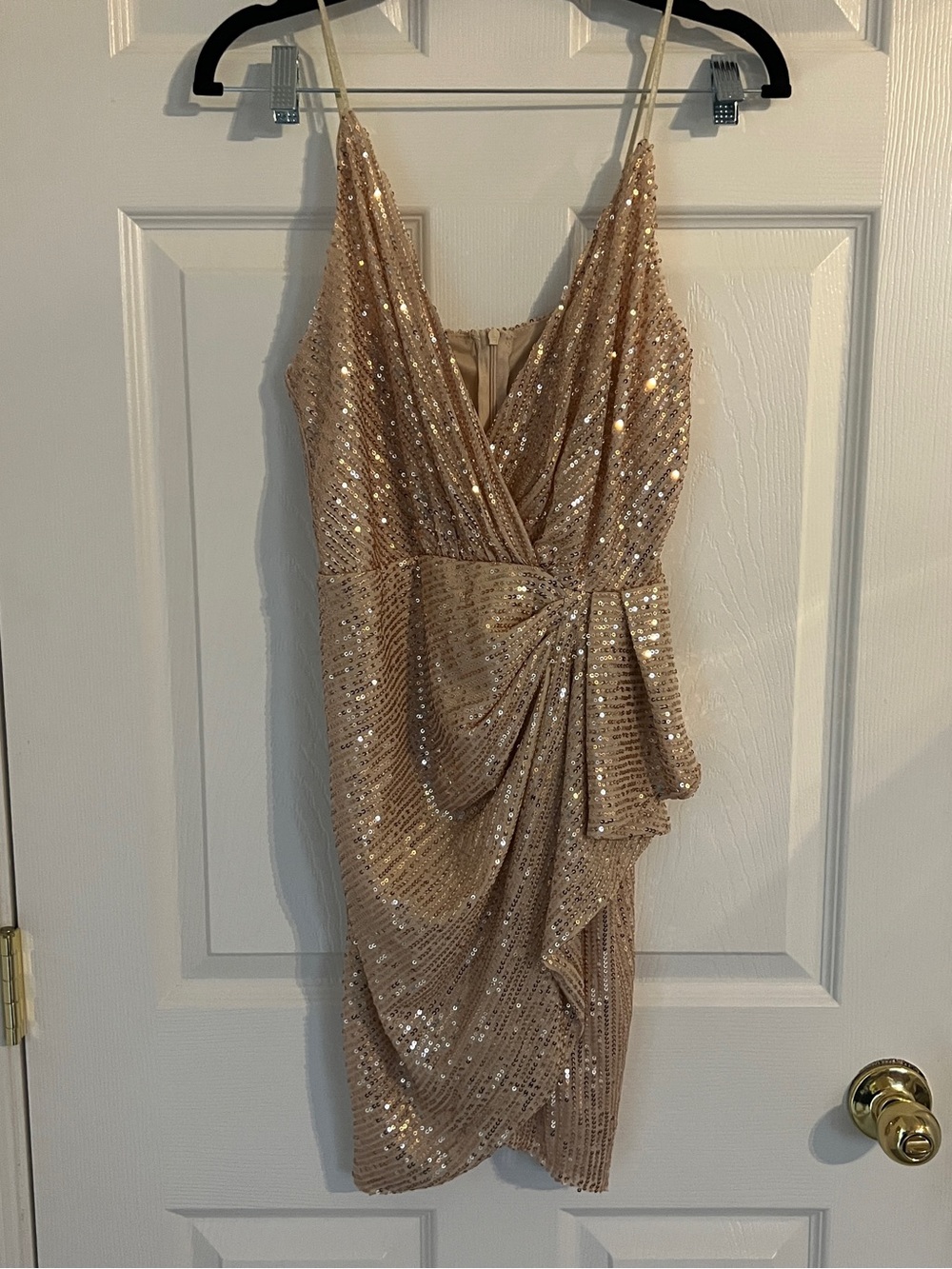 Double Crazy Champagne Sequin Bodycon Cocktail Party Dress Size M